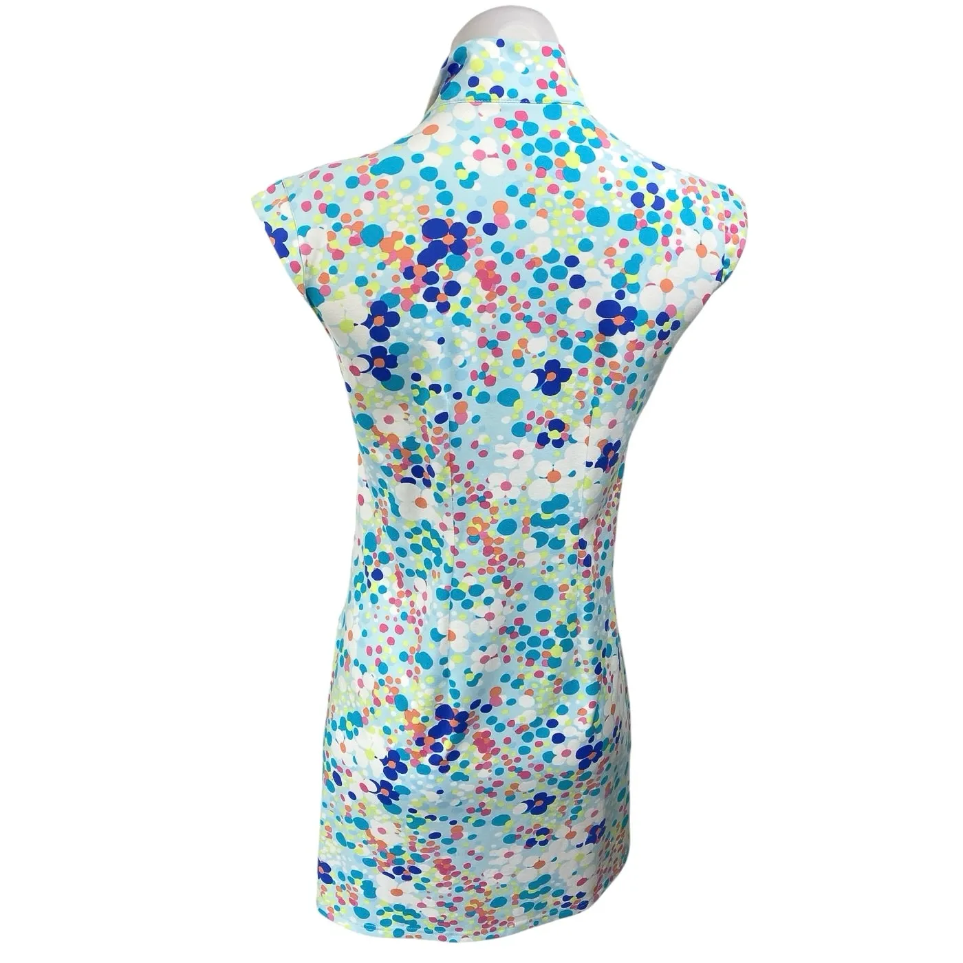 SanSoleil Blue Multicolor Polka Dots Sleeveless Quarter Zip Mini Dress Size S - Image 3