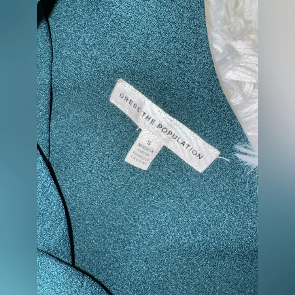 NWOT DRESS THE POPULATION Georgina One-Shoulder Crepe Gown in Pine S - Image 5