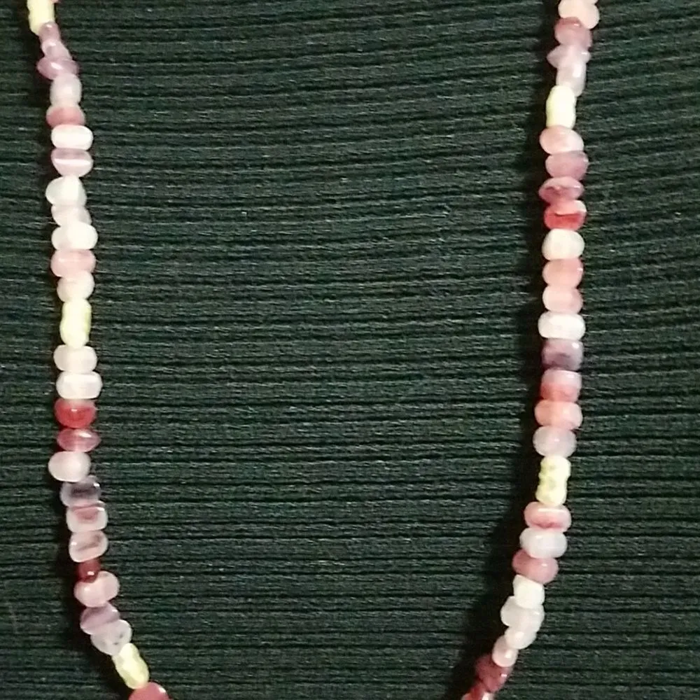 Pink & White Stone Beaded Necklace (29.5") Pink - Image 2
