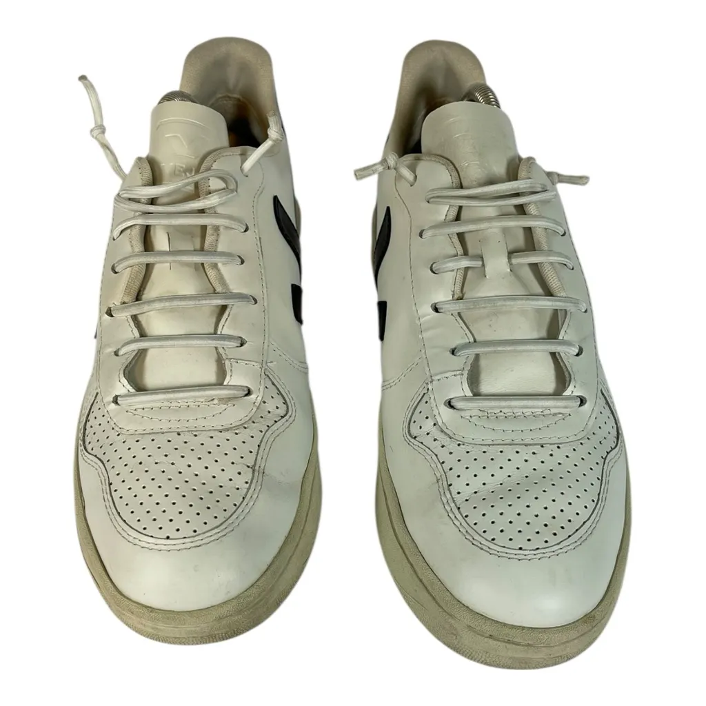 VEJA V-10 White & Black Leather Sneakers Women’s US 9.5 Sustainable Shoes - Image 4