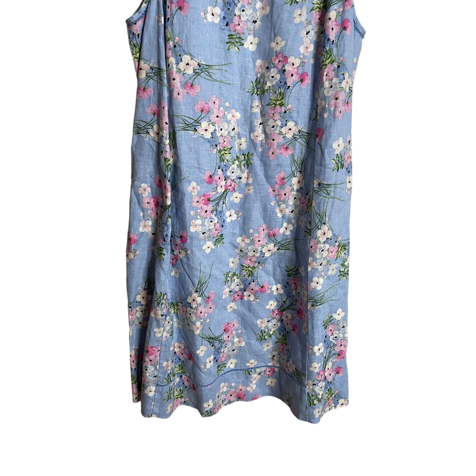 J. Jill Love Linen Floral Shift Dress Blue Pink White Flowers Womans Small - Image 6