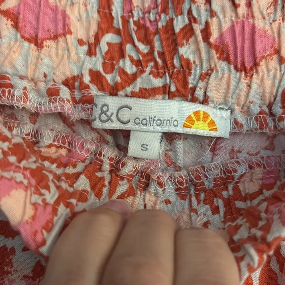 C&C California Pink and Red Patterned Linen Pants - Image 3