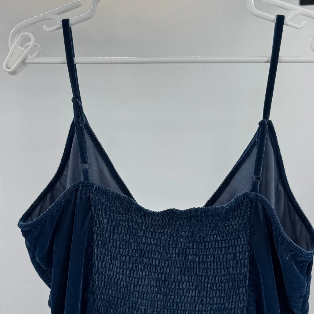 Old Navy velour smocked back Midi Dress navy blue stretch XL party layering - Image 8