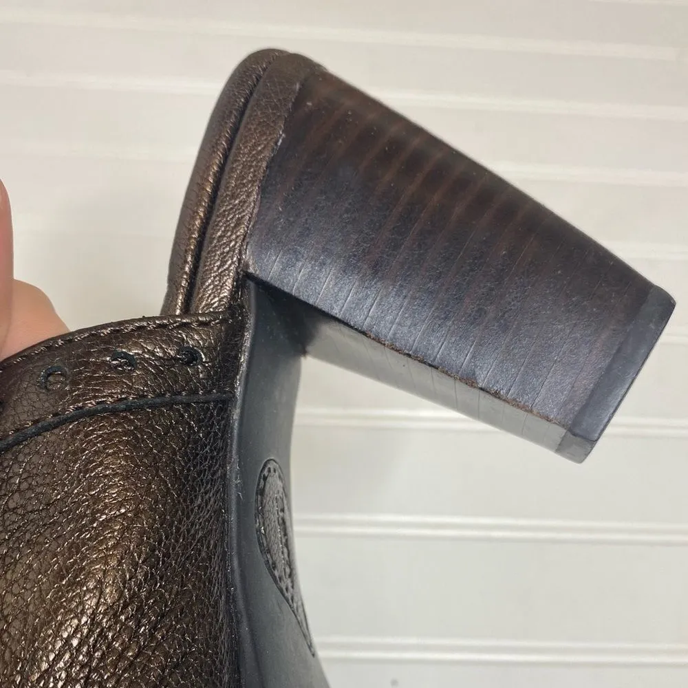 Born Leather Brown Metallic Heeled Clogs Brown Size 9 - Image 8
