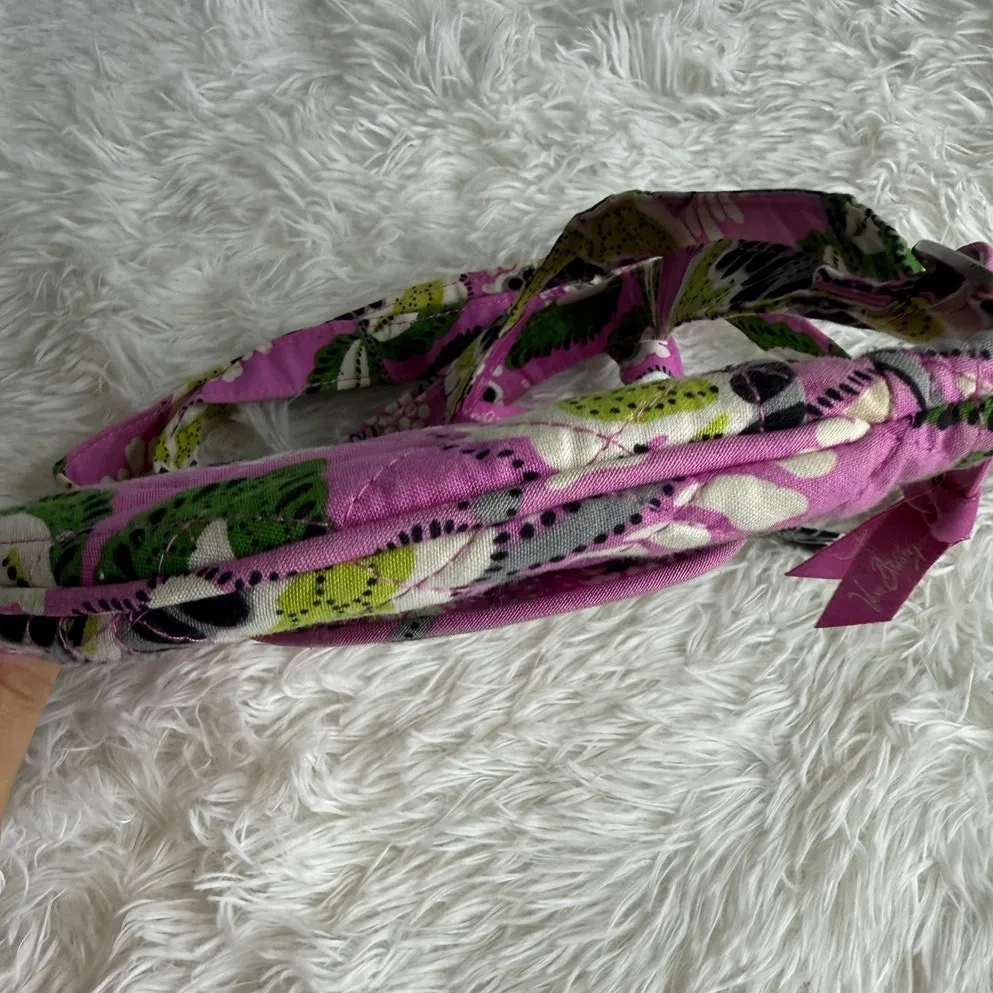 Vera Bradley Flap Shoulder Bag Quilted Pink Green Black White Floral Crossbody - Image 13
