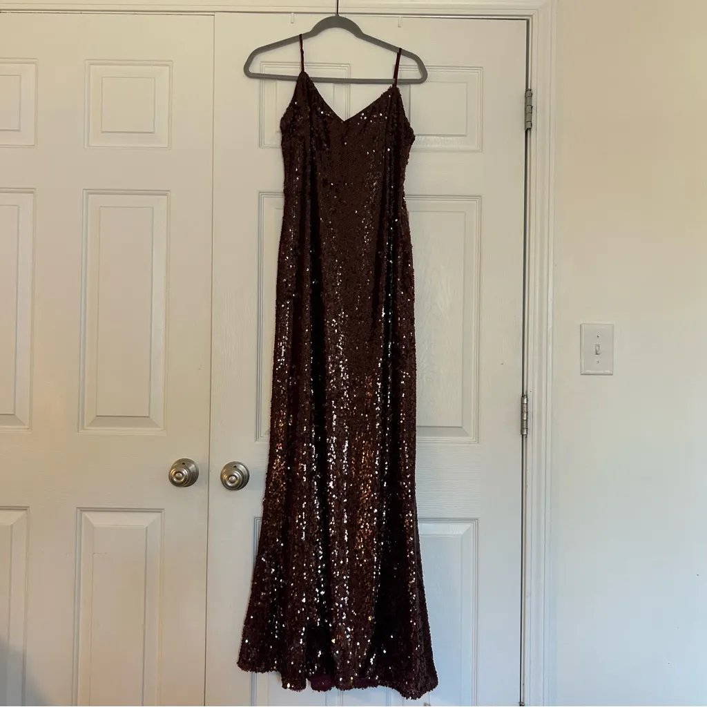 Reformation x Nara Smith Drizzle Dress Burgundy Sequin Red Oxblood - Image 4