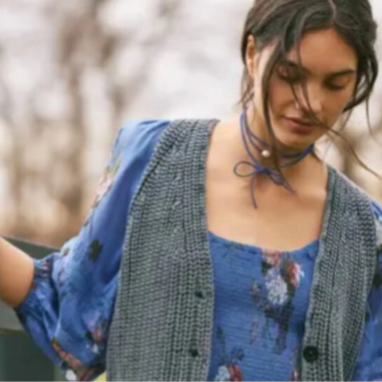 Free People Bohemian Witchy Fairy Morning Glory Maxi Dress Bluebell Medium NWT - Image 2