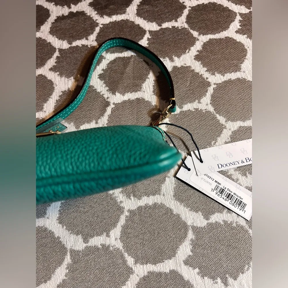 Dooney & Bourke NWT Turquoise Leather Mini  Shoulder or Wristlet  Bag summer fun - Image 3
