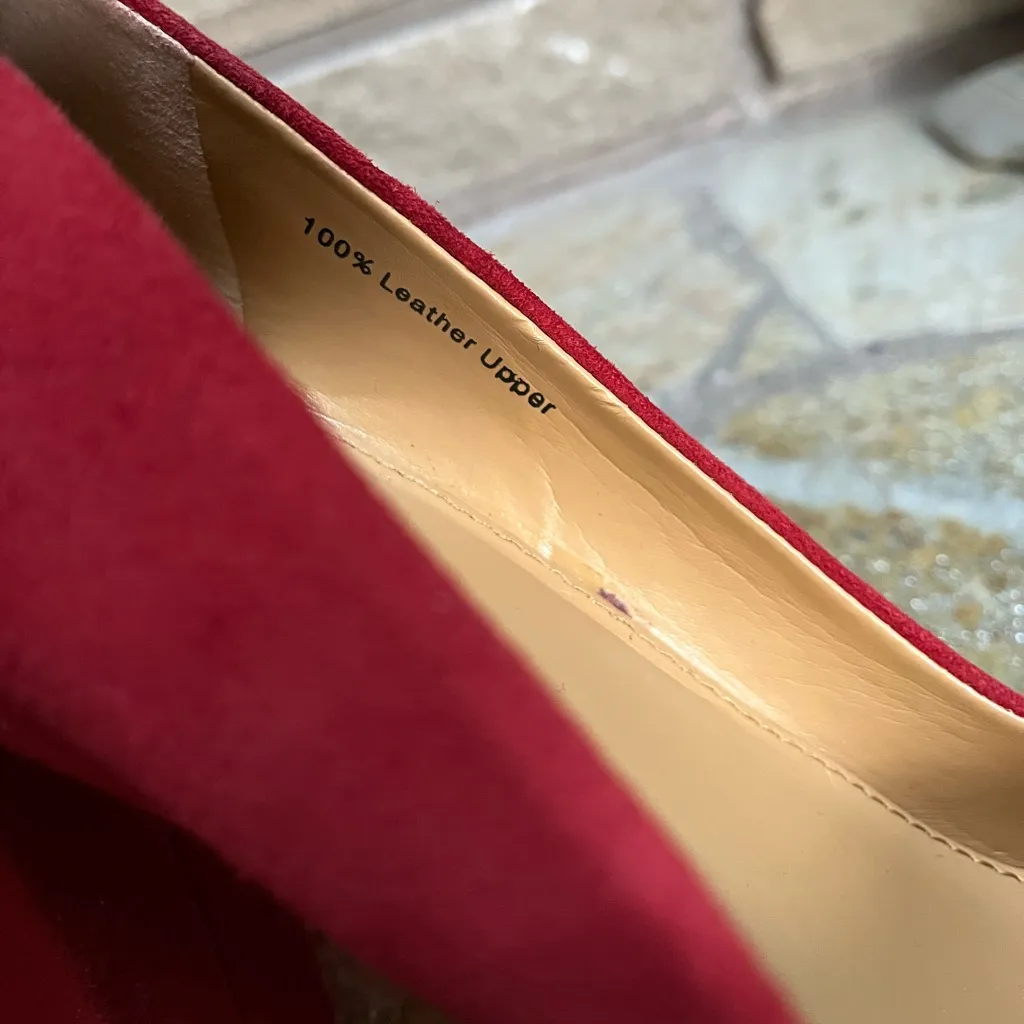 J CREW Burgundy Merlot Red GENUINE LEATHER suede Italy High Heels Pumps Sz 9.5 - Image 4