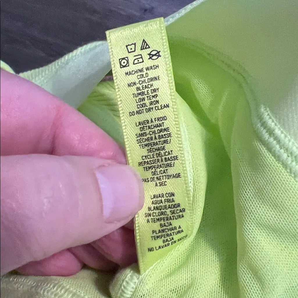 SKIMS Cotton Neon Yellow/Green Ribbed Bralette Bra w/Adjustable Straps 2X NWOT Green - Image 5