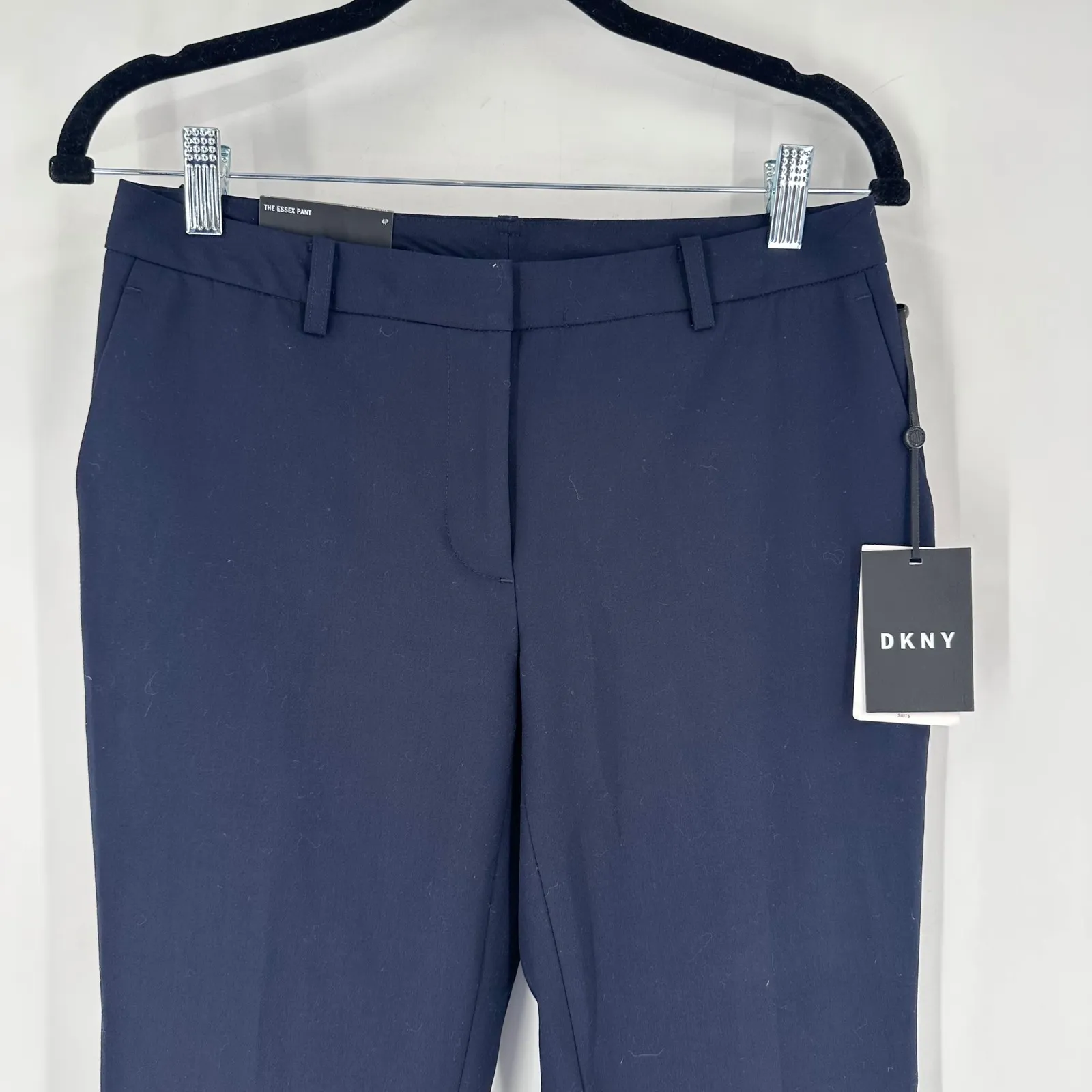 NWT DKNY The Essex Pants Slim Leg Navy Blue Size 4P Trousers Office Work - Image 12