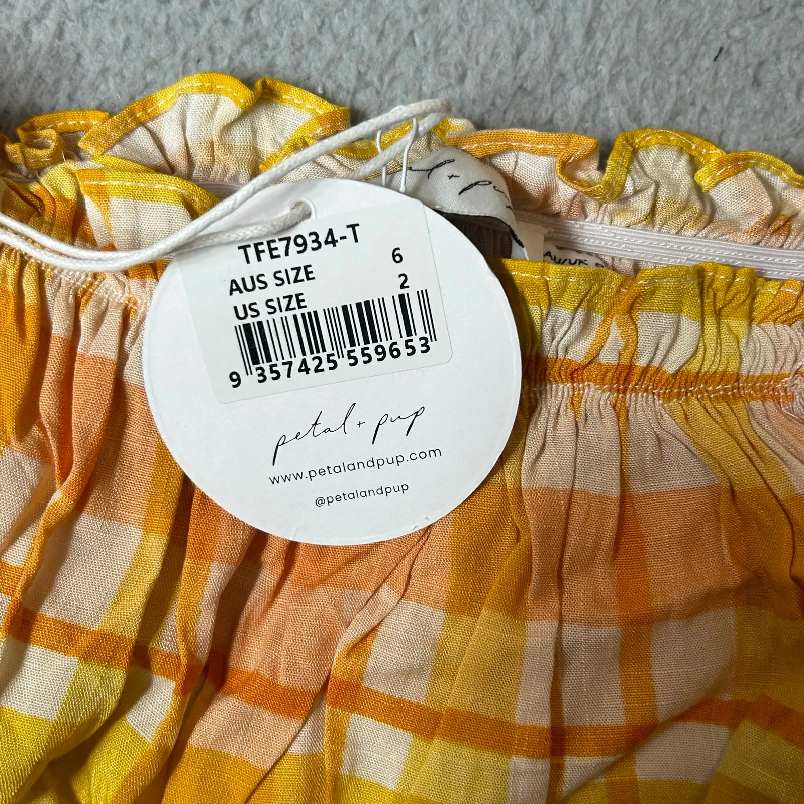 Petal & Pup Top Women 2 Yellow‎ Orange Off Shoulder Crop Pullover Ruffle Top NEW - Image 5