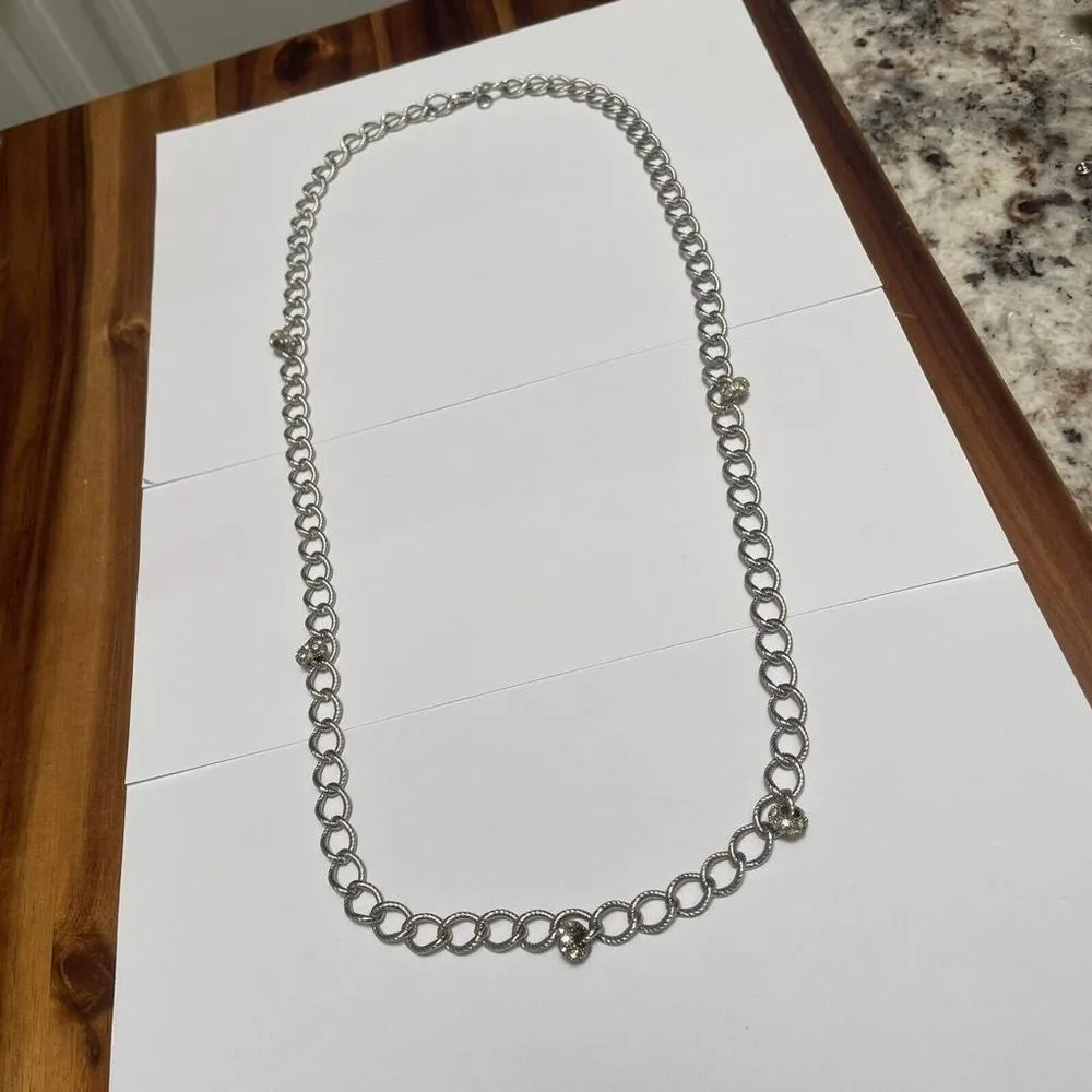 Ann Taylor LOFT Silver Tone Chain Necklace Rhinestone - Image 9