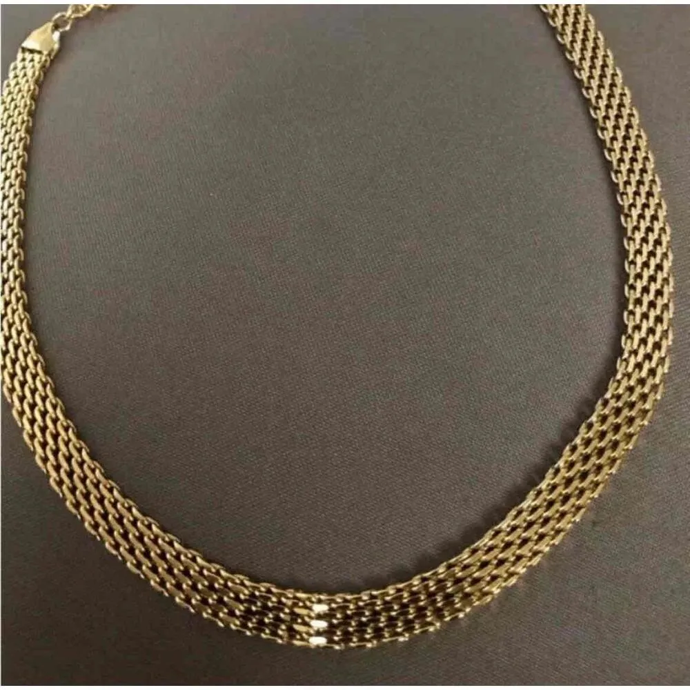 18k Gold Plated chunky Woven Choker Necklace Gold Collar Chain womens jewelry - Image 3