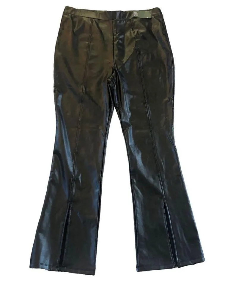 Wild Fable Faux Leather Pull In Pant XXL High Split Flare Hem Dressy 32” Inseam - Image 5