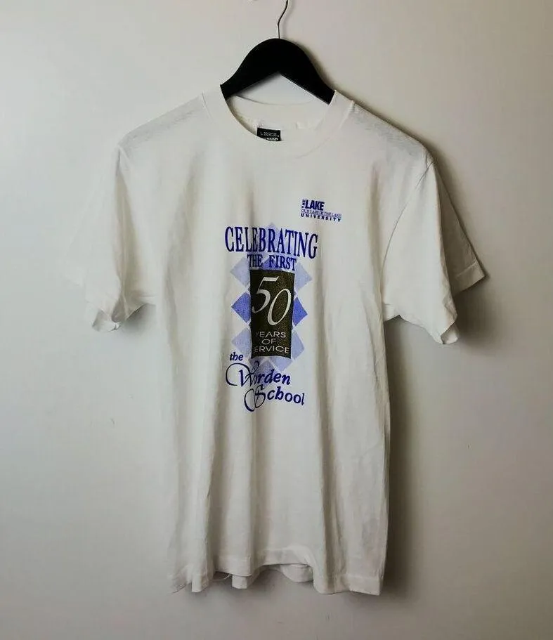 Vintage Worden School 50th Anniversary Graphic T Shirt Large White Unisex Fit - Image 10