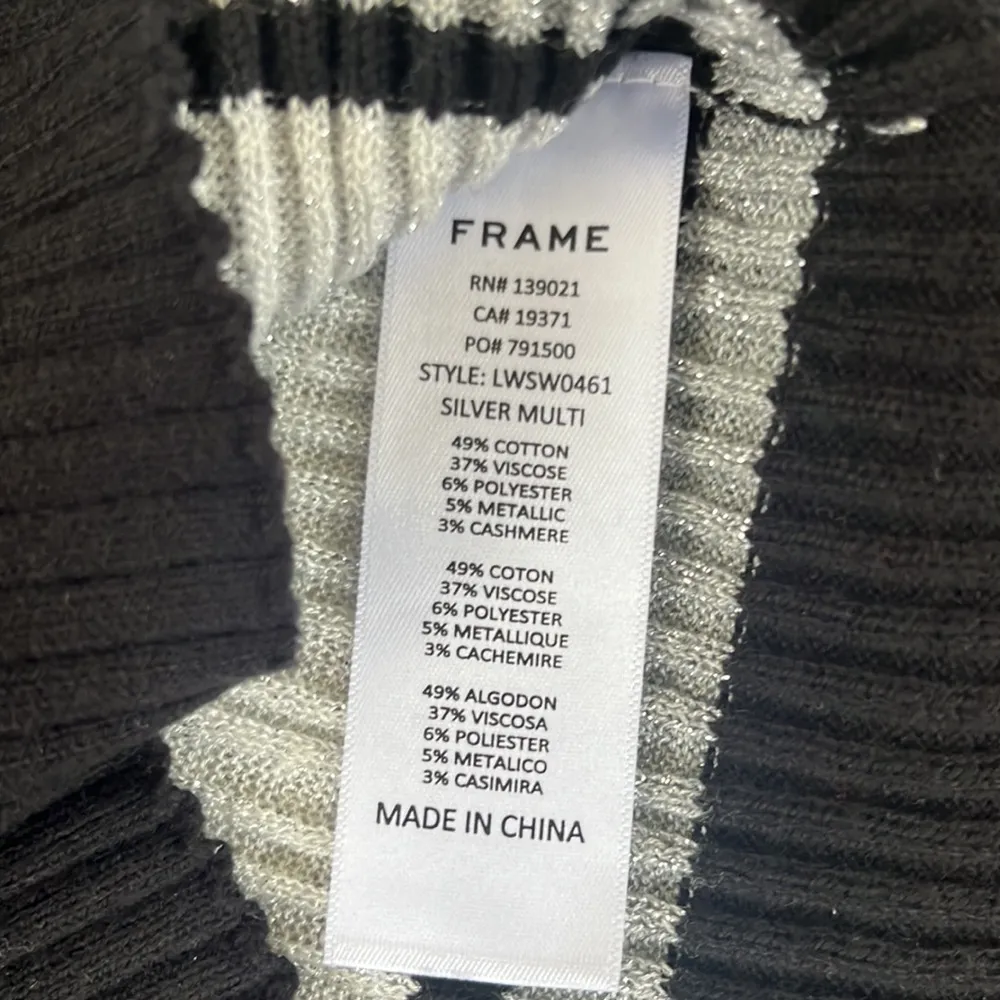 Like New Frame Striped Metallic Ribbed Long Sleeve Pullover Sweater Size Small - Image 6