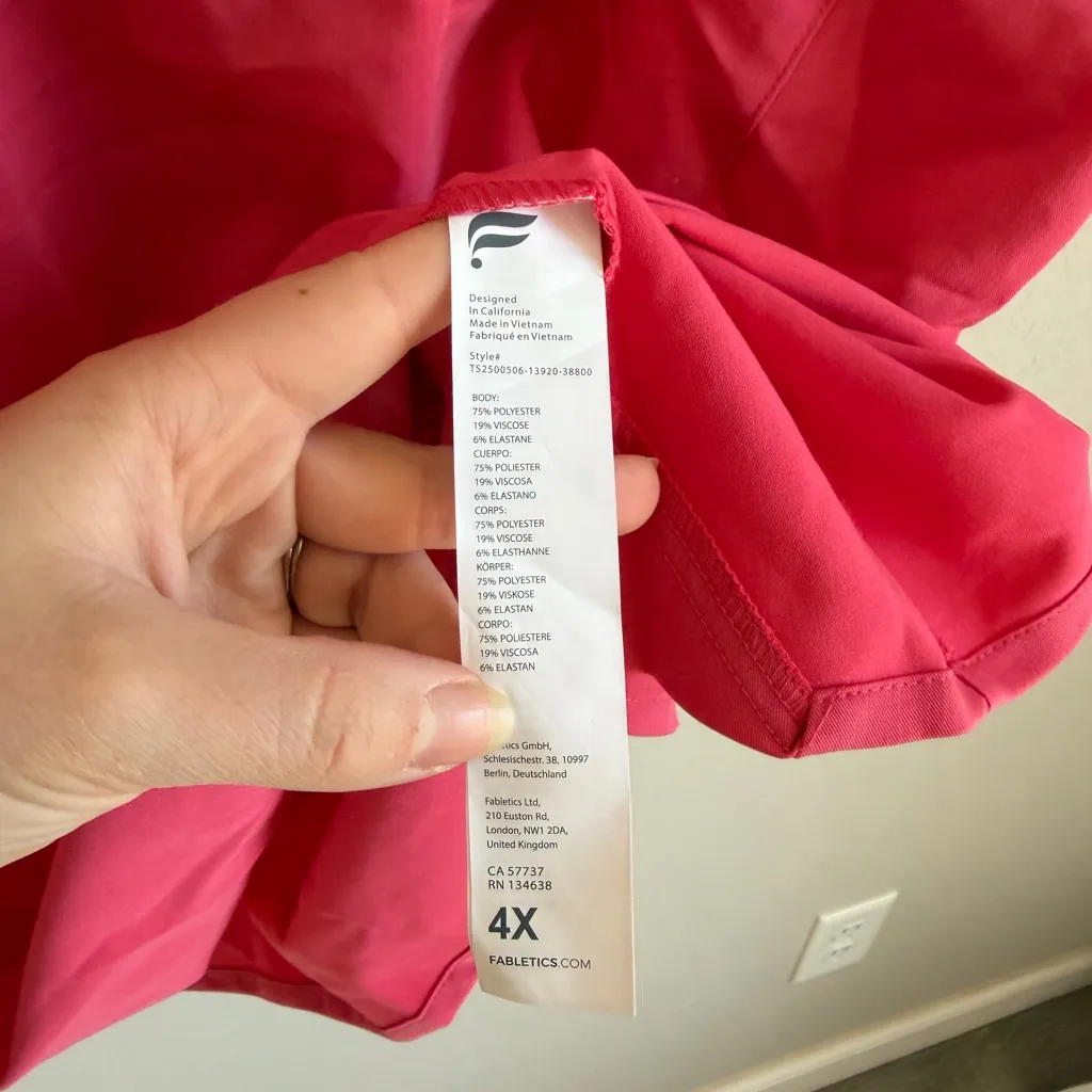 Fabletics Method 2-Pocket Scrub Top Pink Womens 4X Career Workwear - Image 5