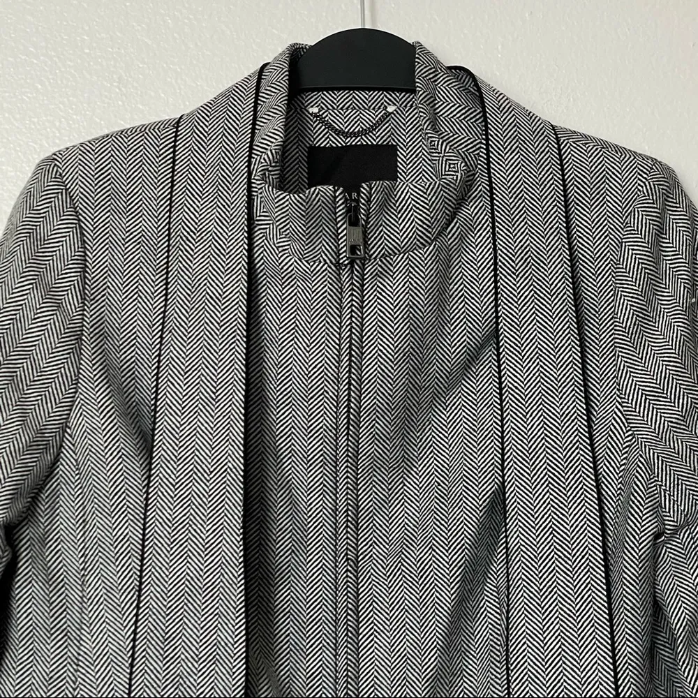 NWT Banana Republic Herringbone Removeable Tie Neck Jacket Wool Blend Gray Sz 8 - Image 6