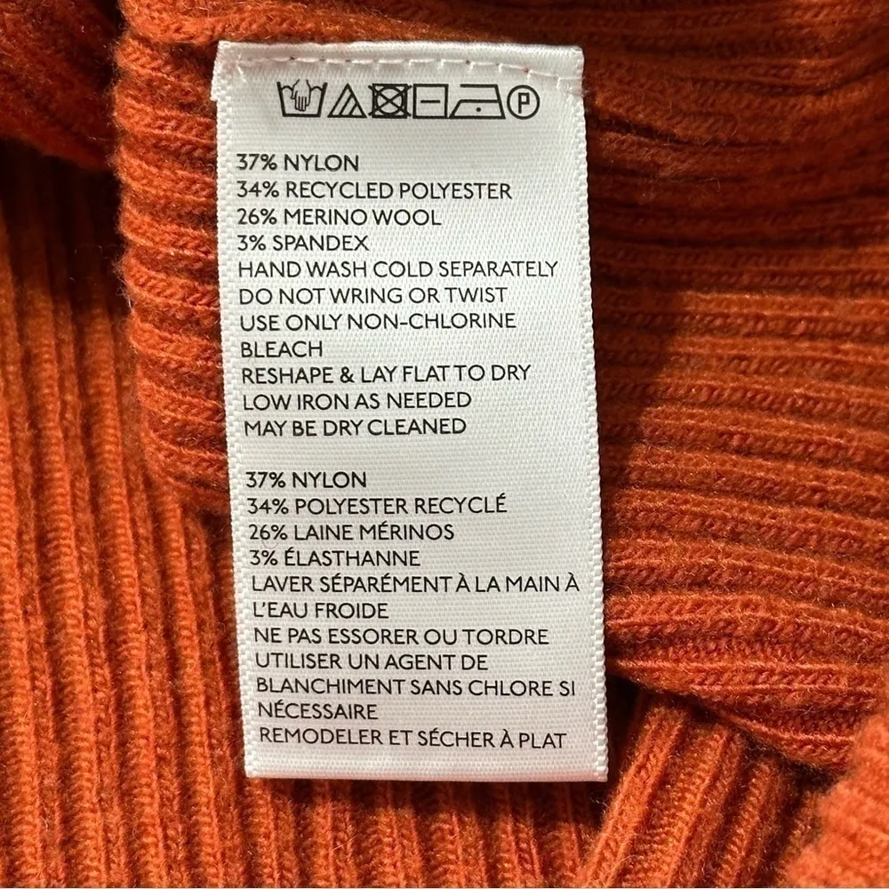 Anthropologie ETT:TWA XXS P Burnt Orange Oversized Ribbed Merino Amrita Sweater - Image 6