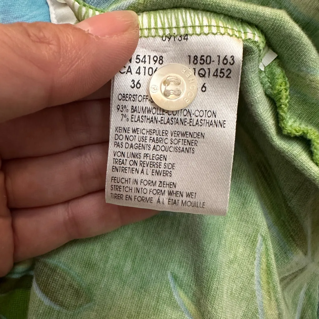 Bogner Hawaiian floral print 3/4 sleeve rugby polo shirt Green Size 6 - Image 5