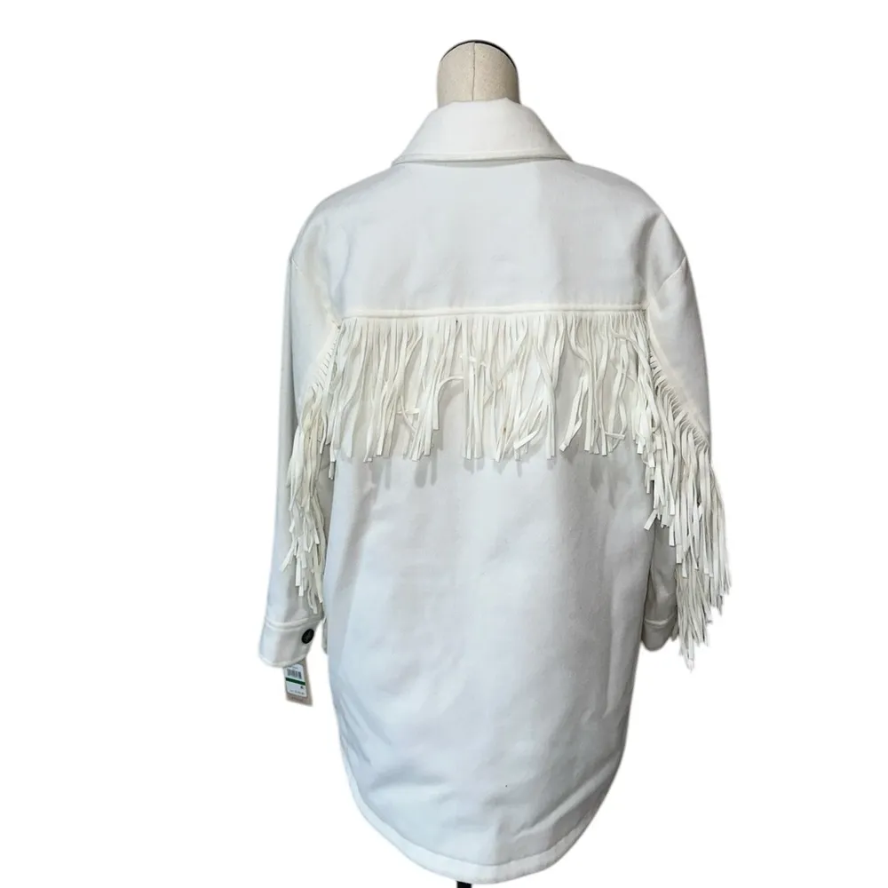 NWT Levi’s Women Light Cream / White Fringe Fashion Jacket Coat Western Festive - Image 7