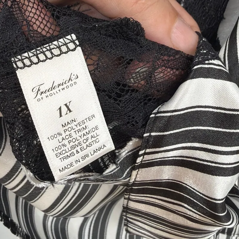 Frederick’s of Hollywood Y2K Lace Trim Cami1X Stripe Lingerie Satin Whimsigoth - Image 7