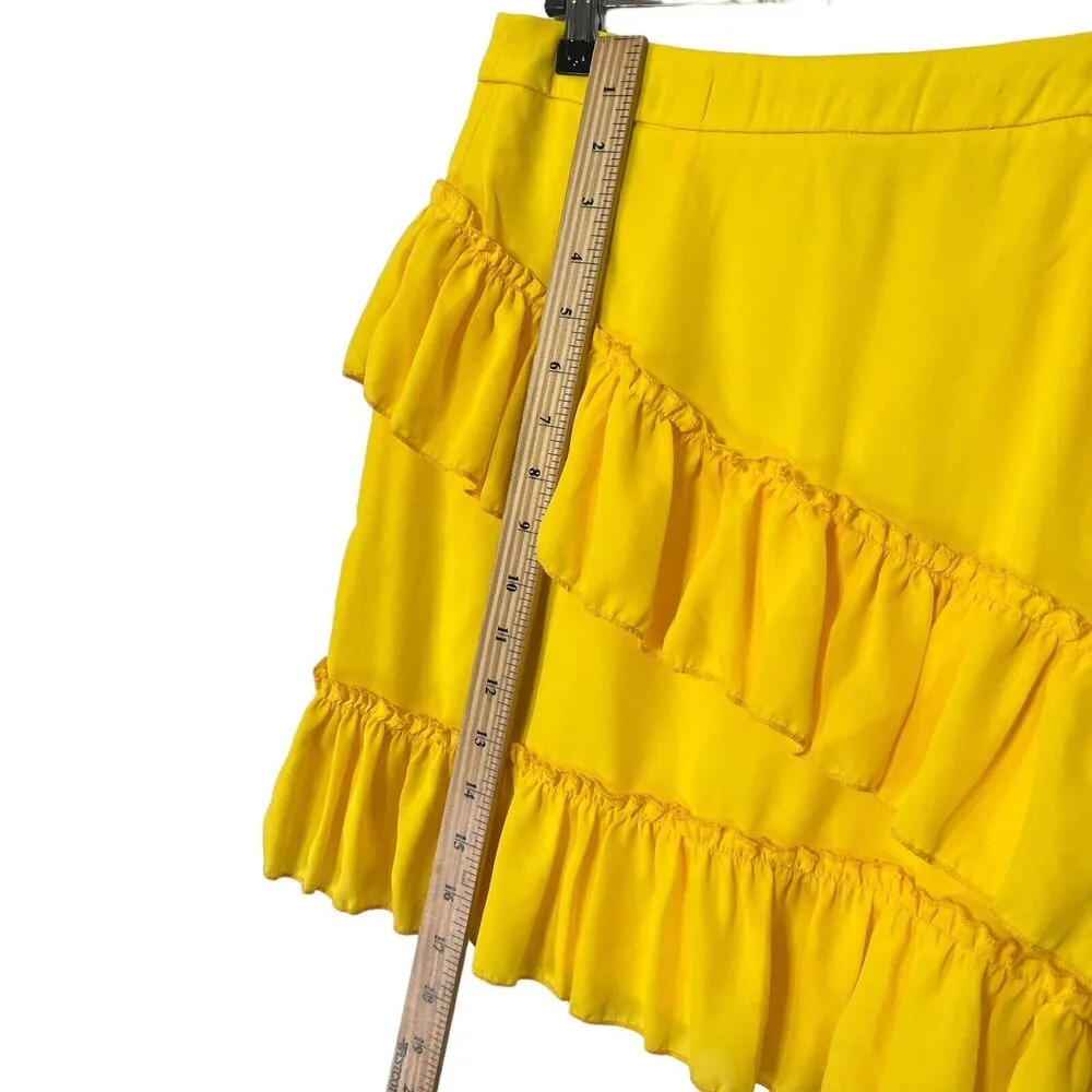 Superdown Donnie Frill Mini Skirt in Yellow Revolve Tiered Womens Size Large L - Image 7