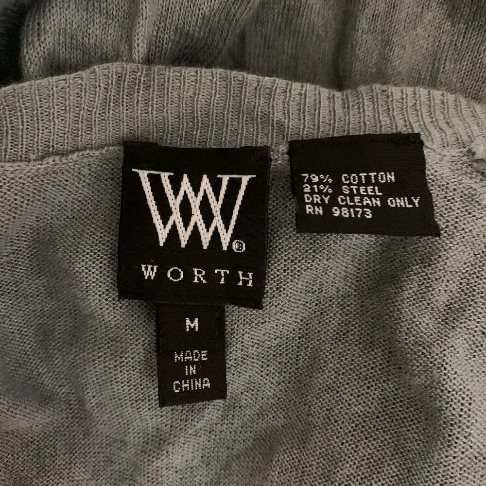 Worth Draped Waterfall Open Front Lightweight Cardigan Sweater Medium Blue - Image 4