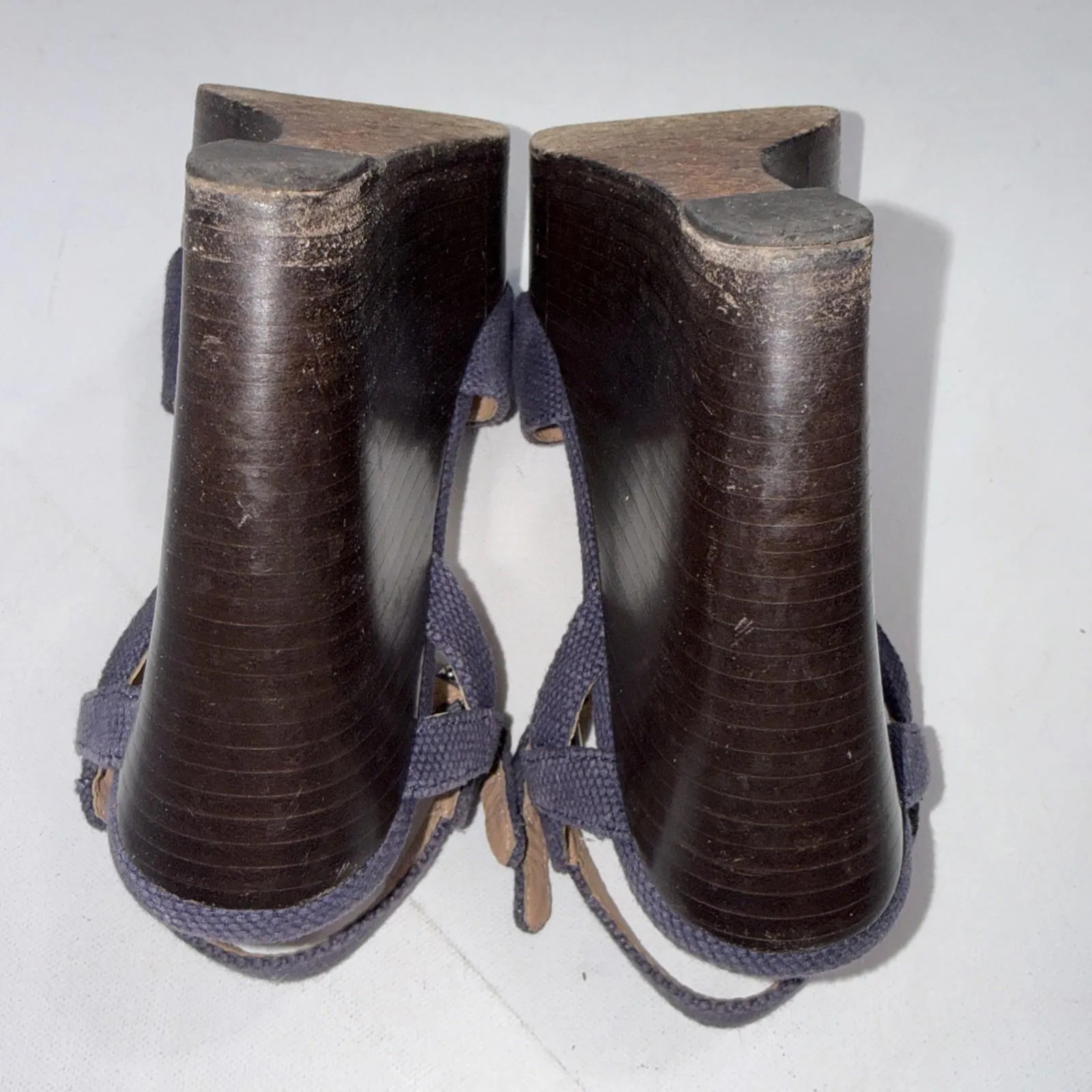 Brooks Brothers Minimalist Blue Classic Preppy Designer Platform Wedges Sandals - Image 13