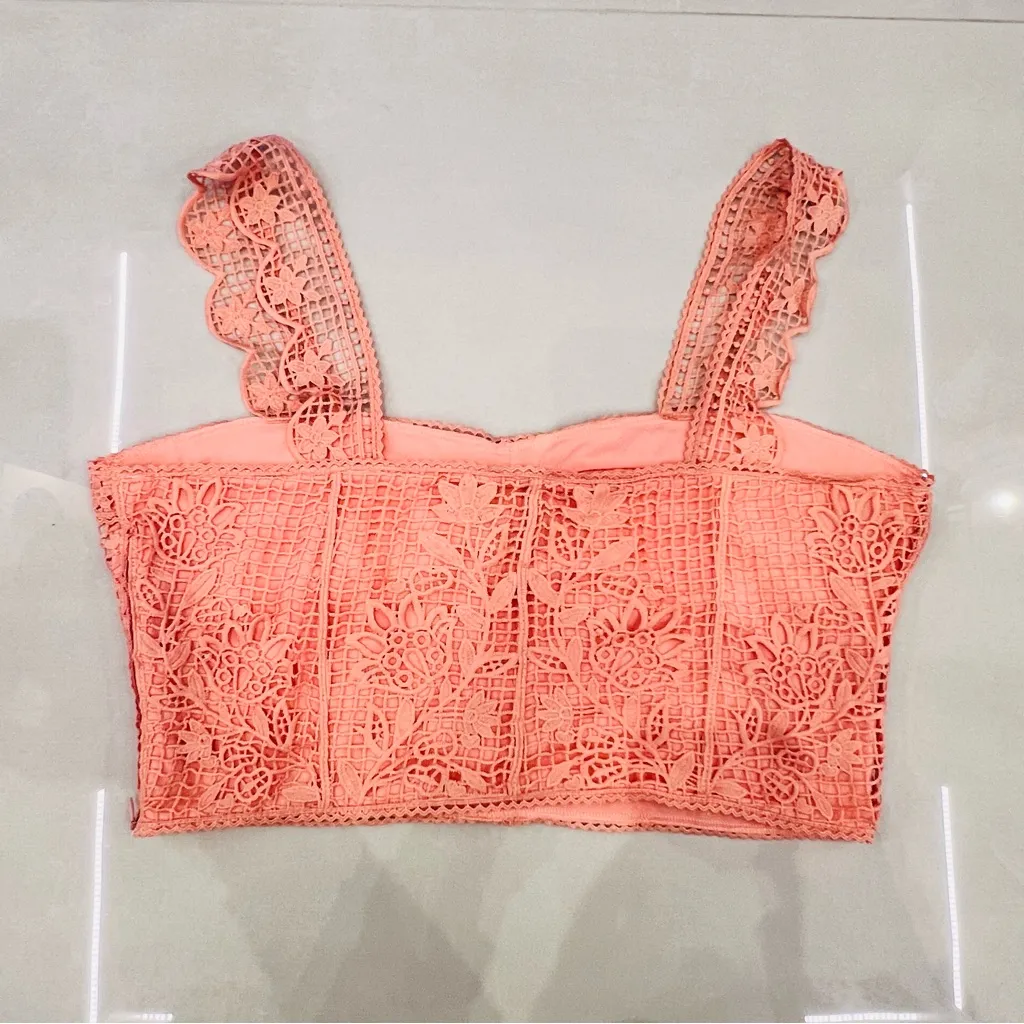 Farm Rio Light Pink Guipure Sleeveless Corset - Image 7