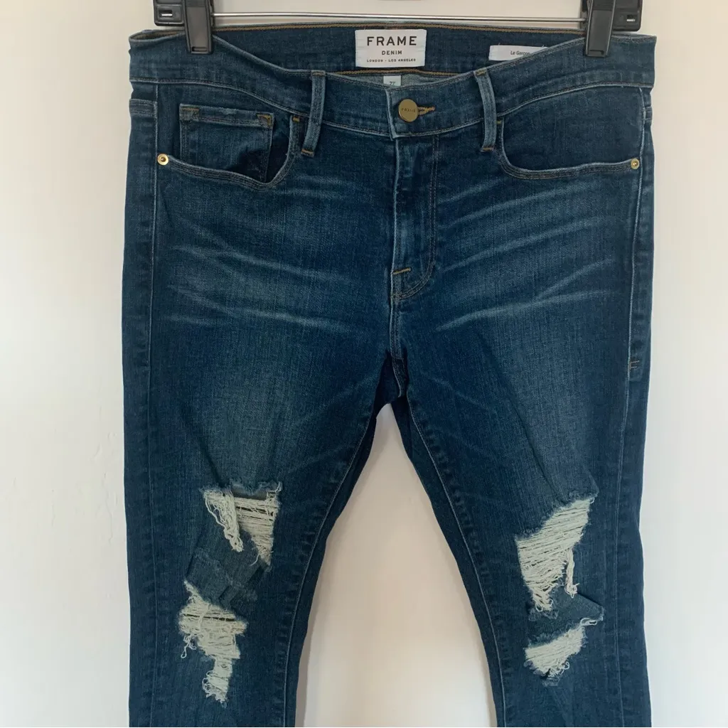Frame Denim Le Garcon Boyfriend Distressed in Adam’s Wash Jeans Size 27 - Image 5