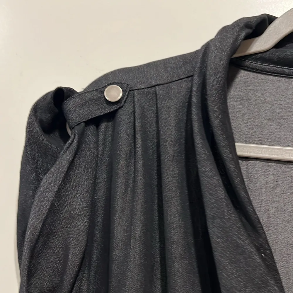 Emma & Michele stunning lightweight black denim faux wrap dress - Image 3