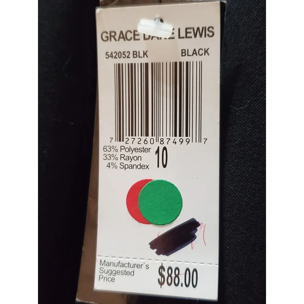 Grace Dane Lewis Women's Black Polyester Flat Front Vented Mini Skirt Size 10 - Image 4