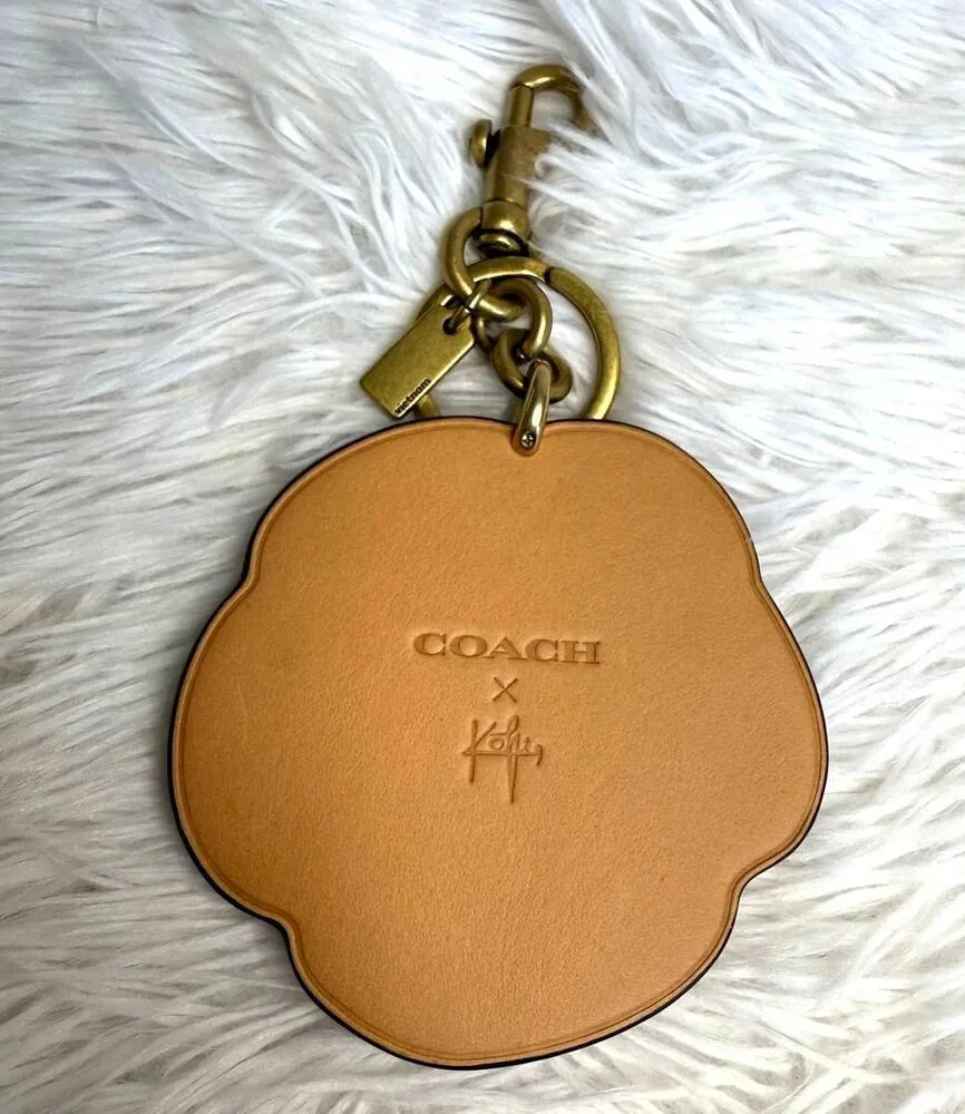 Coach X Koki Leather Hibiscus Flower Key Fob Chain Keychain Bag Charm - Image 2