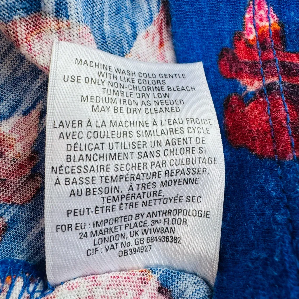 Anthropologie Postmark Forest Fete Fox Print Scoopneck Top Blue Size M - Image 10