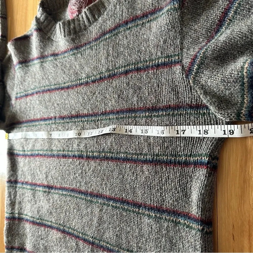 Maine Gear Vintage Sweater Crewneck Pullover USA Size S Fisherman Striped Wool? Gray - Image 10