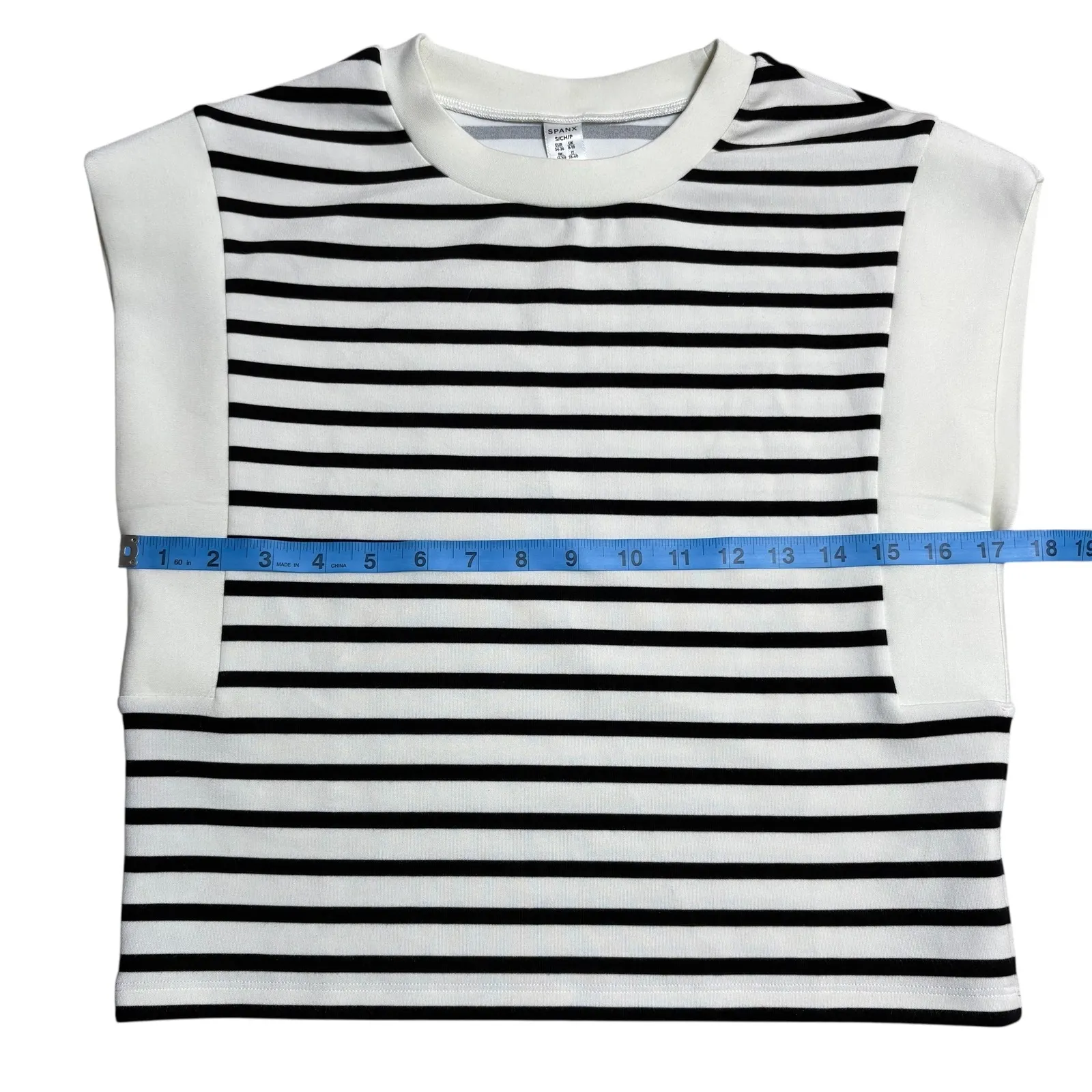 SPANX AIR ESSENTIALS Striped Cap Sleeve Cropped Top Women's S - Image 6