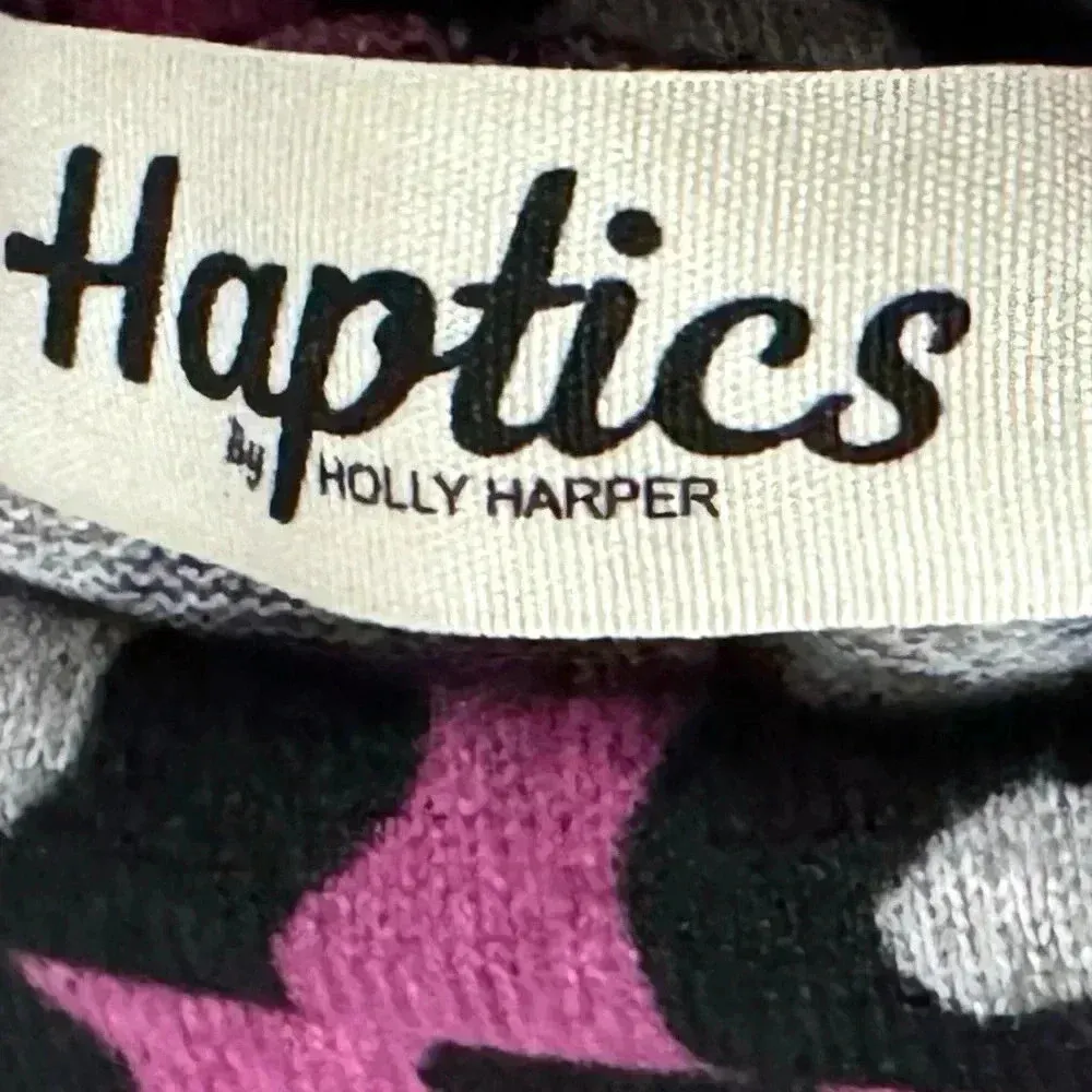 HAPTICS by Holly Harper Short Sleeve Animal Print Purple Knit Top Womens Small - Image 7