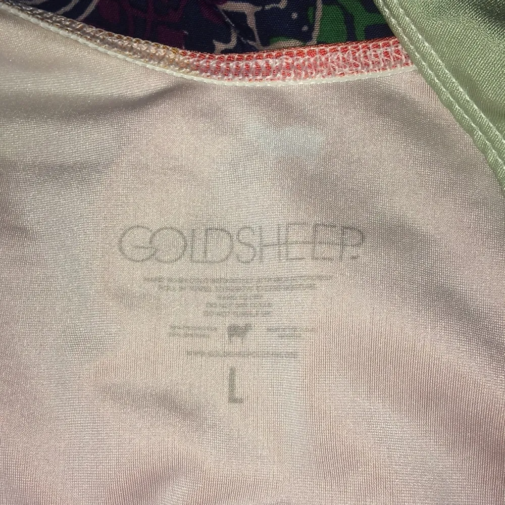 GOLDSHEEP Orange Pastel Color Block Retro Sport 1-Piece Swimsuit $80 NWOT L - Image 9