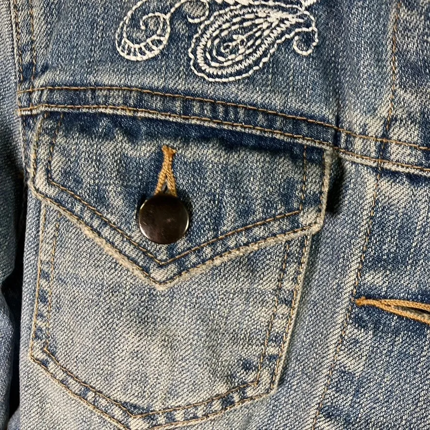 Coldwater Creek Denim Jacket Womens P4 Embroidered Western Jean Coat - Image 4