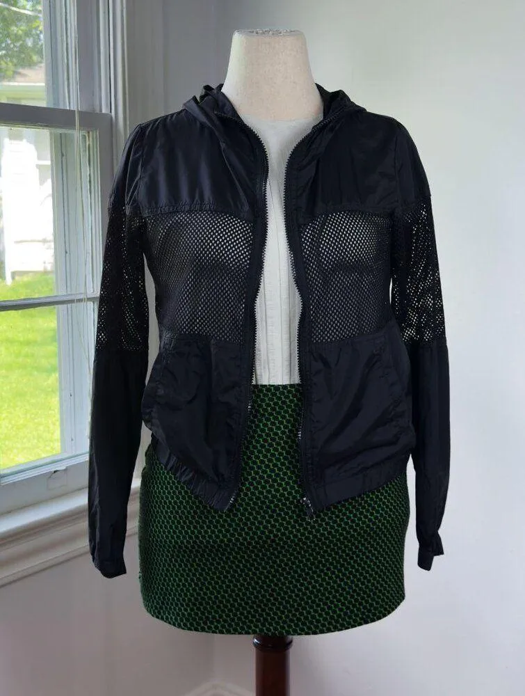 Garage Mesh Black Bomber Jacket Hooded Size Small Industrial Goth Rave - Image 6