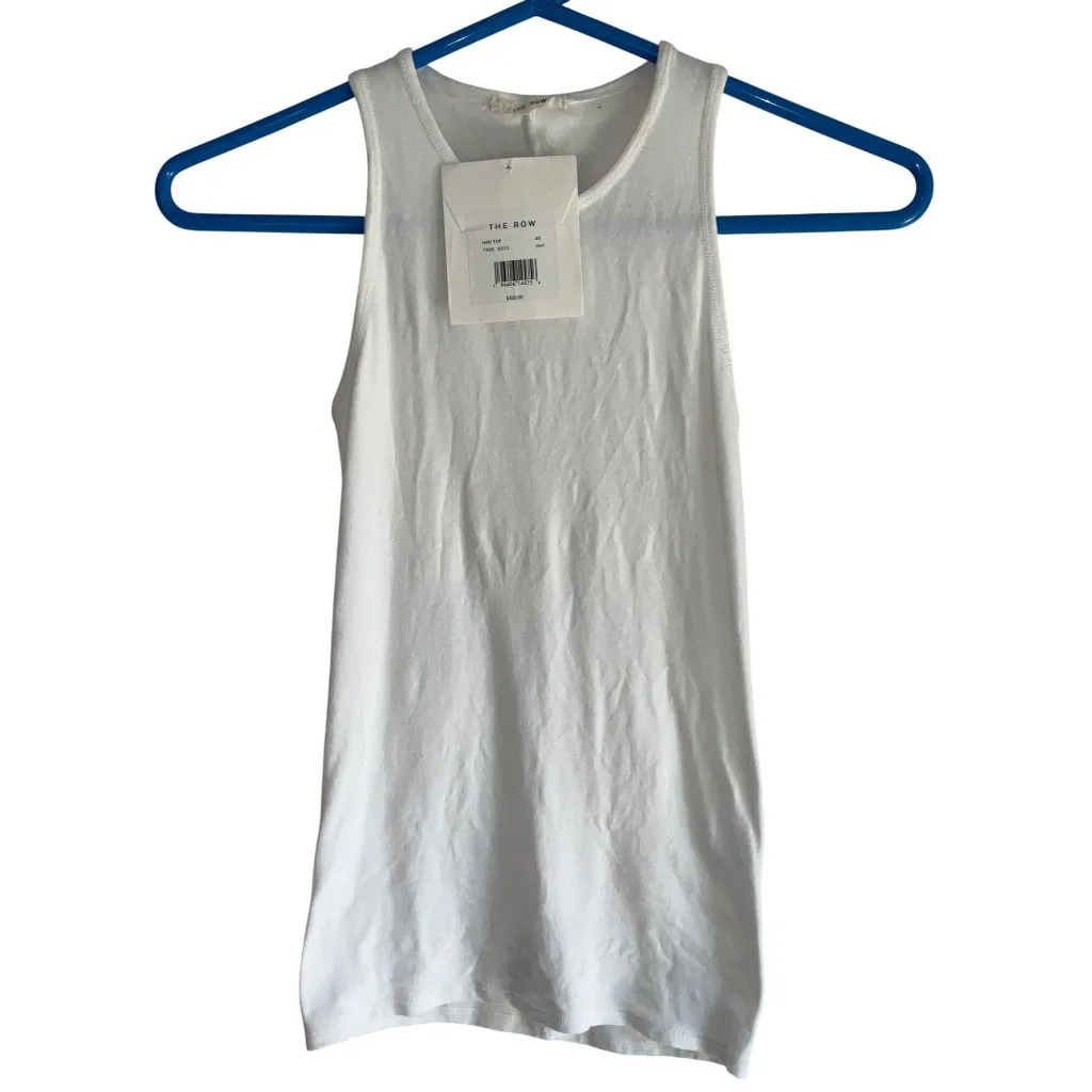 The Row Womens White Racerback Tank Top  XS Sleeveless Casual Cotton Blend - Image 5