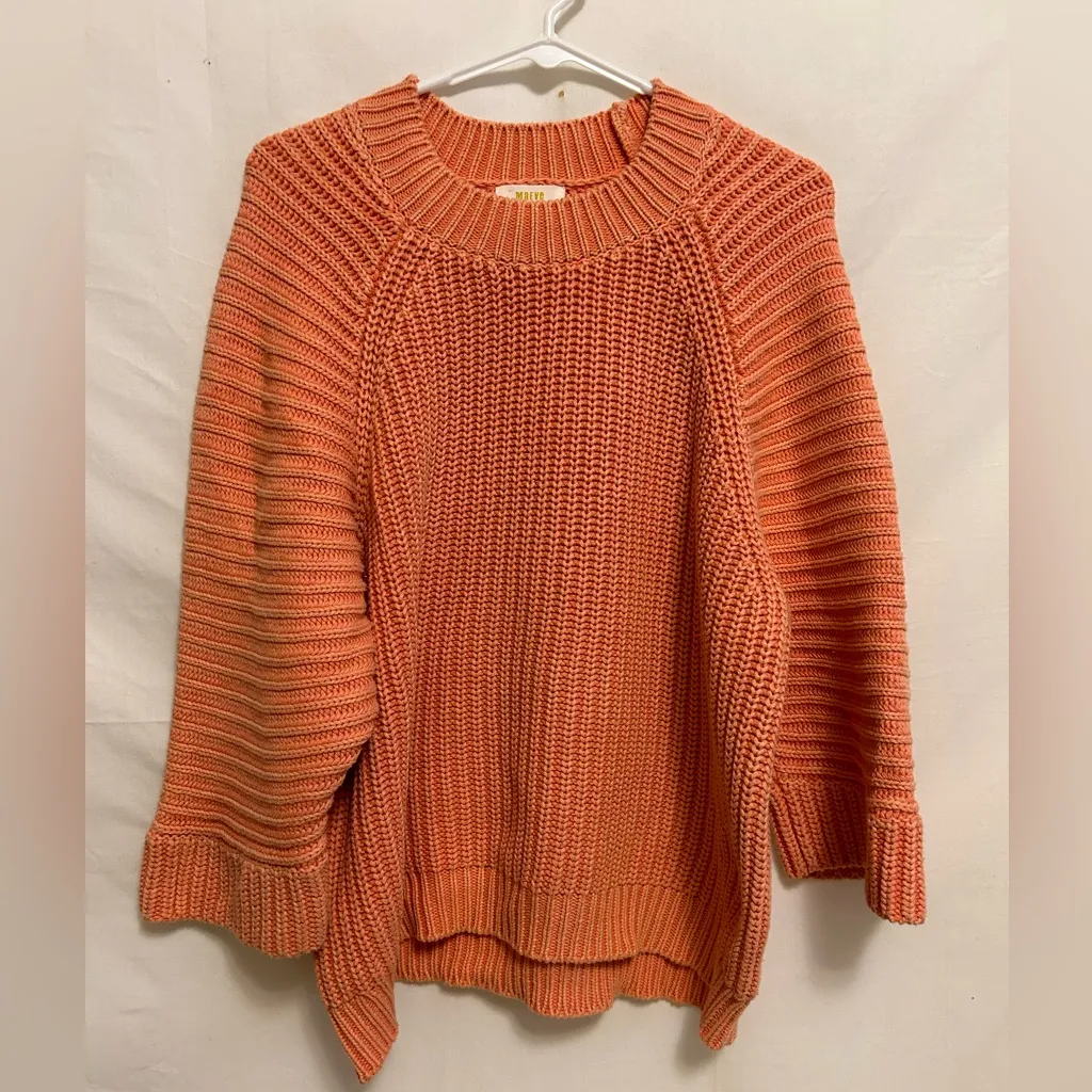Anthropologie Maeve Mackenzie Chunky Knit Sweater‎ in Coral Size Medium - Image 2