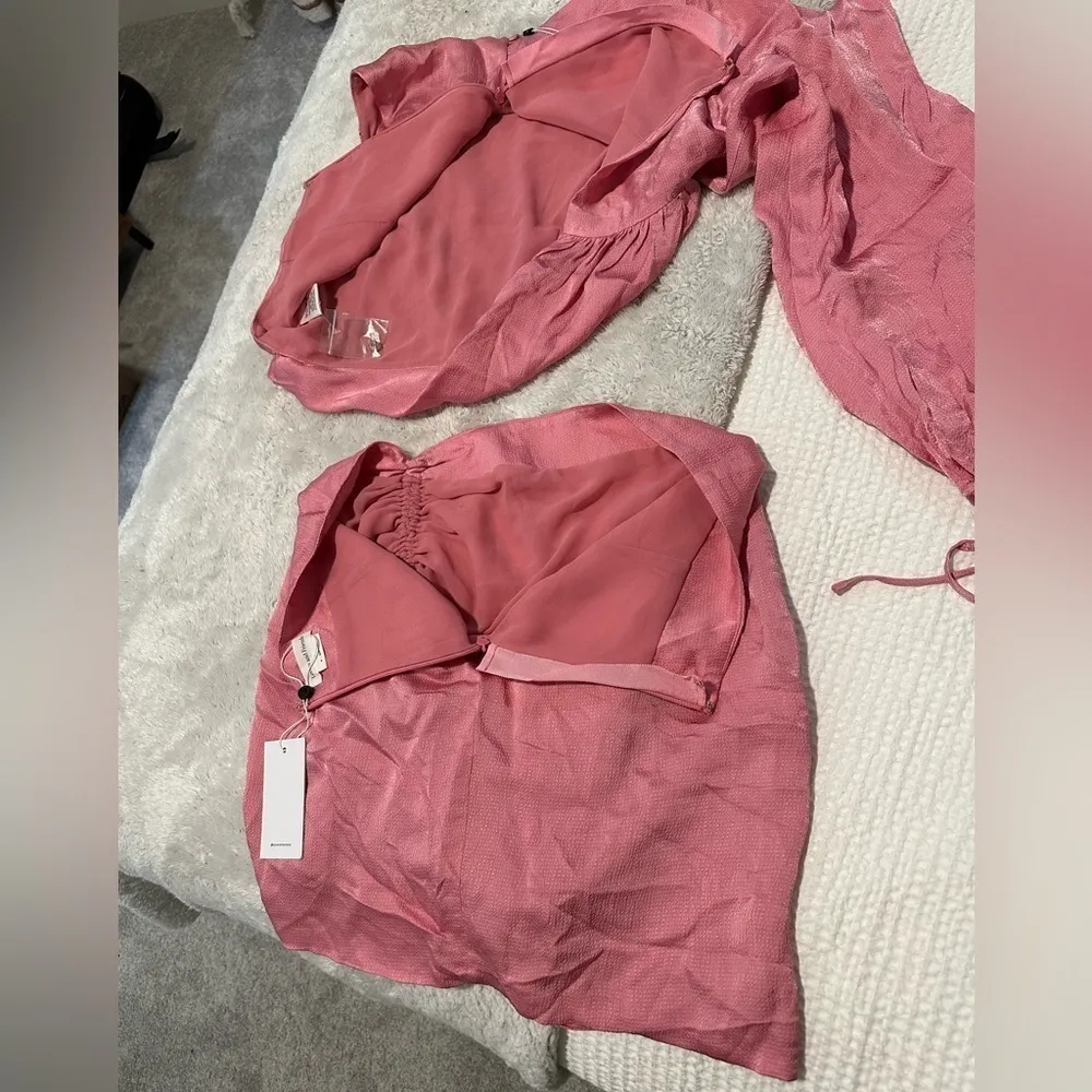 Lovers + Friends Ruched One Shoulder pink Carlotta top and skirt set NWT - Image 12