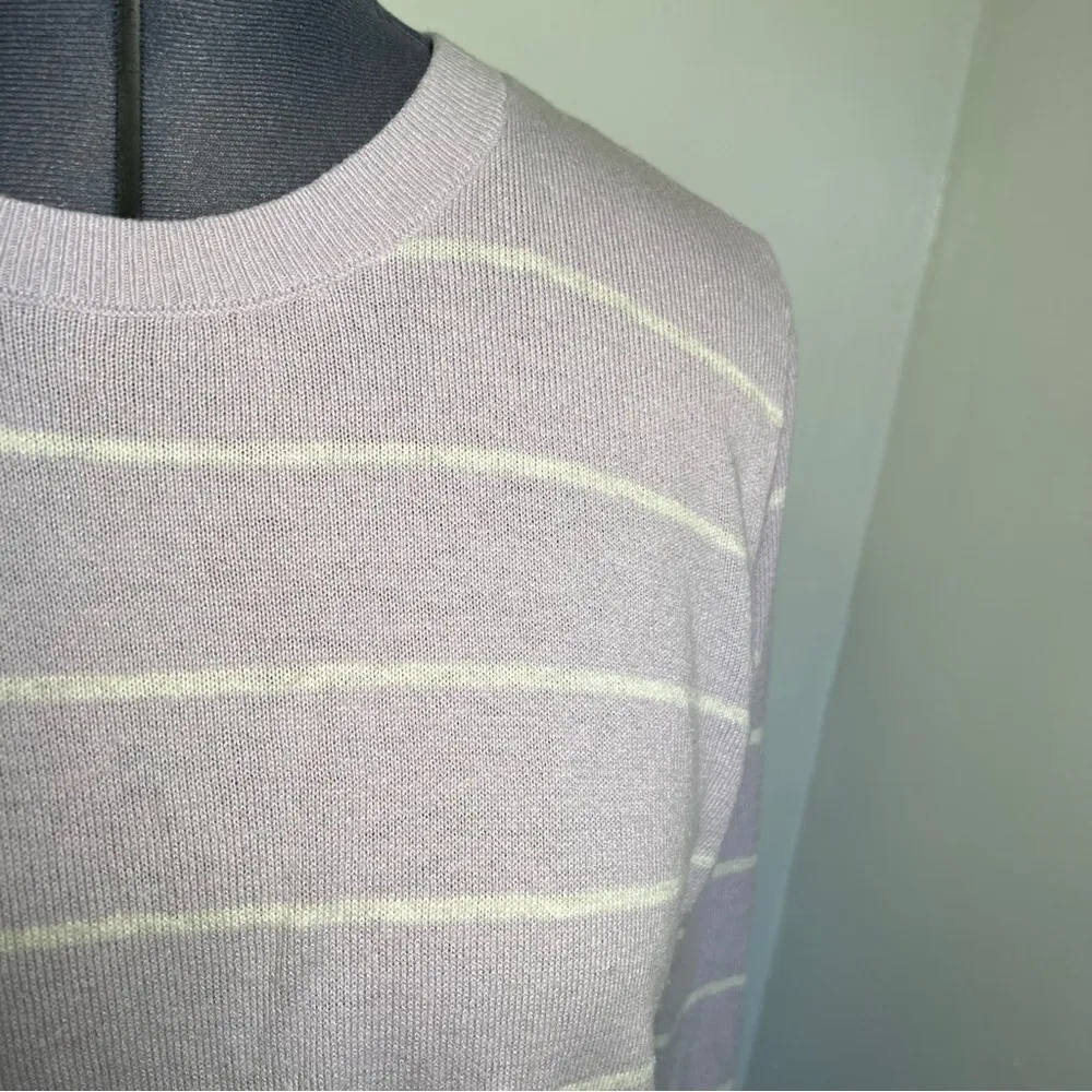 A New Day Crewneck Sweater Lavender White Stripes - Image 5