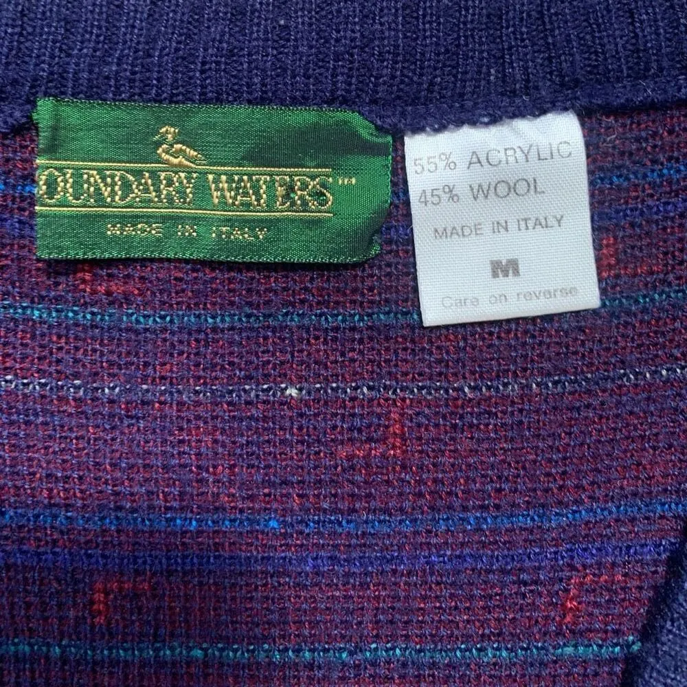 Vintage 90s Knit Sweater Vest Navy Blue Maroon Abstract Geometric Unisex Medium - Image 7