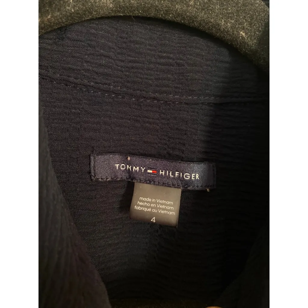 Tommy Hilfiger Navy Button Front Maxi Dress Quiet Luxury Elegant Coastal Classic - Image 6