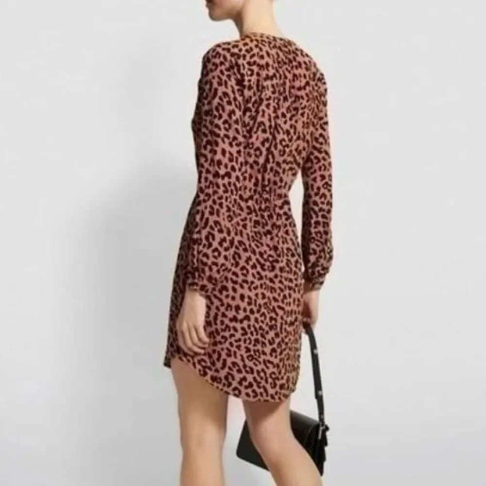 Rails Bella Jaguar Long Sleeve Leopard Print Shirt Dress Tie Waist Size Medium - Image 3