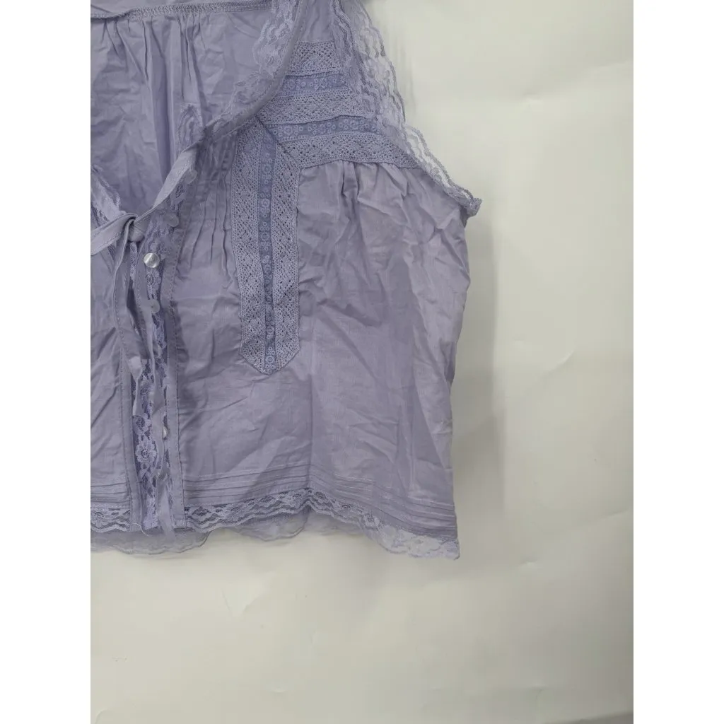 Fairycore Whimsical Festival Crop‎ Top Women S Sheer Lace Crochet Y2K Milk Maid Purple - Image 8